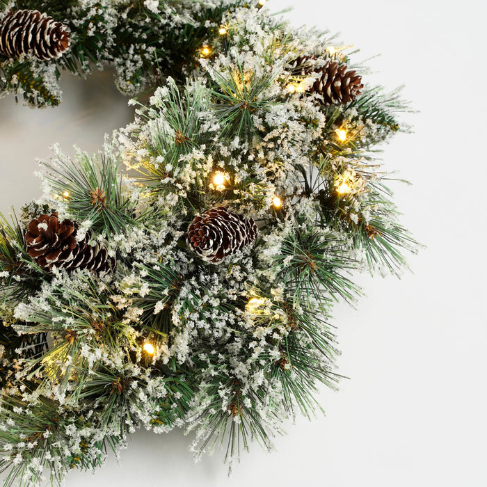 Black Box Trees Vandans Kerstkrans met LED - Ø60 cm - Groen Frosted