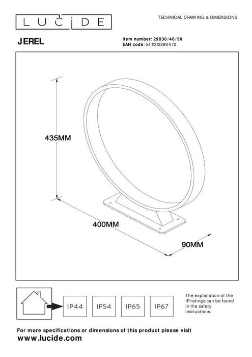 Lucide JEREL Sokkellamp - Zwart