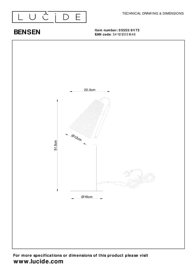 Lucide BENSEN Tafellamp - Naturel