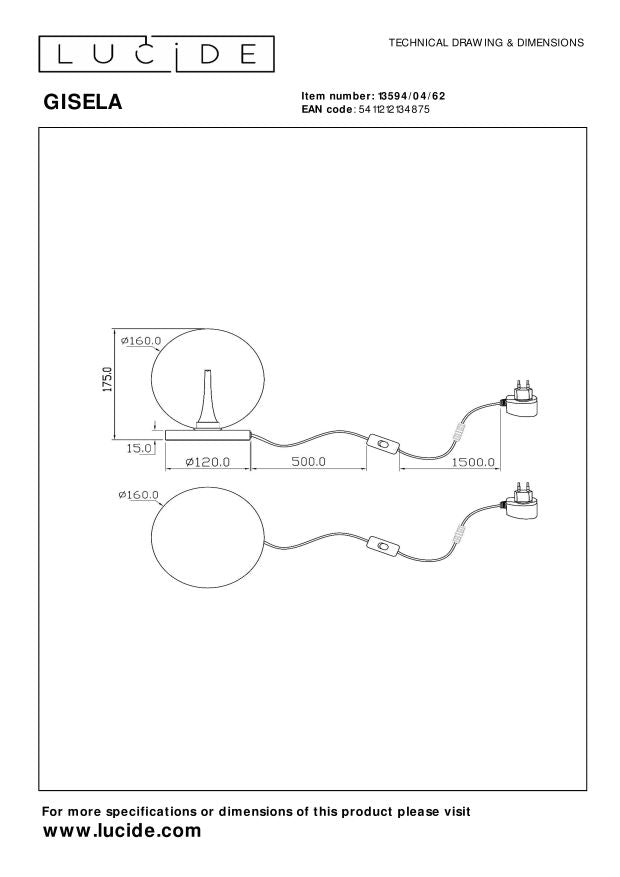 Lucide Premium GISELA Tafellamp - Amber