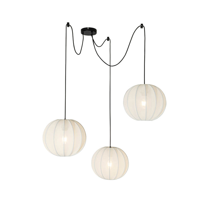 QAZQA Japandi hanglamp wit zijden 30cm 3-lichts - Plu
