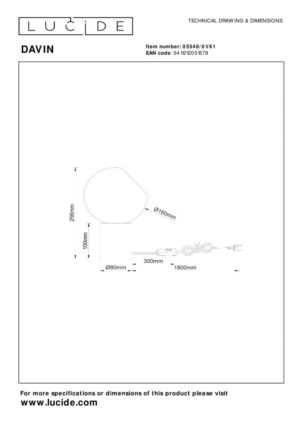 Lucide DAVIN Tafellamp - Opaal