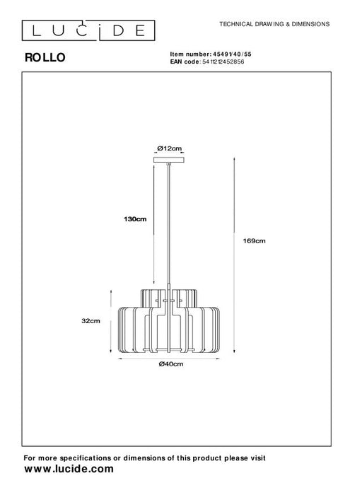 Lucide ROLLO Hanglamp - Terracotta