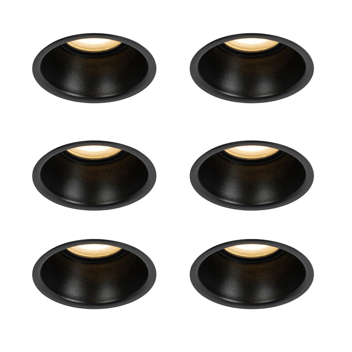 QAZQA Set van 6 inbouwspots zwart GU10 50mm IP44 - Dept