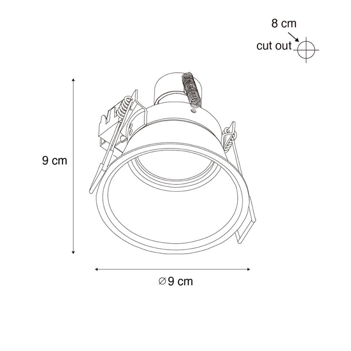 QAZQA Moderne inbouwspot zwart met goud GU10 50mm IP44 - Dept