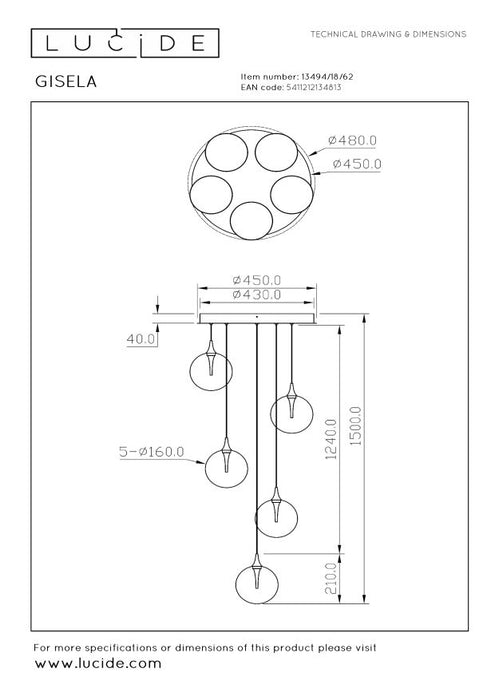 Lucide Premium GISELA Hanglamp - Amber