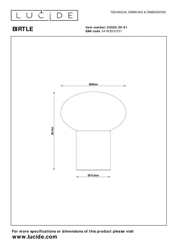 Lucide BIRTLE Tafellamp - Opaal