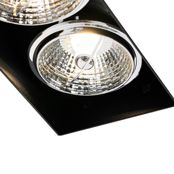 QAZQA Set van 6 inbouwspots zwart GU10 70mm 2-lichts trimless - Oneon