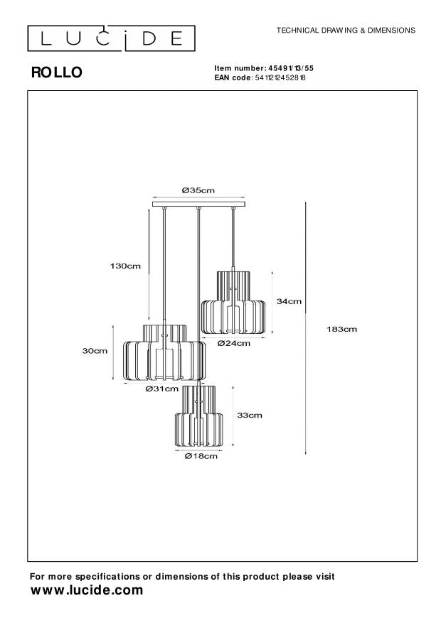 Lucide ROLLO Hanglamp - Terracotta