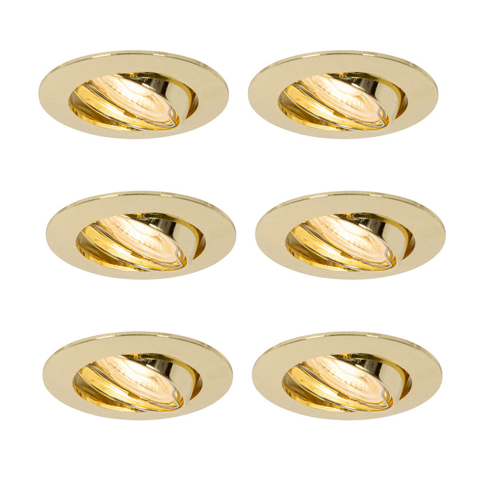 QAZQA Set van 6 inbouwspots messing GU10 35mm - Edu