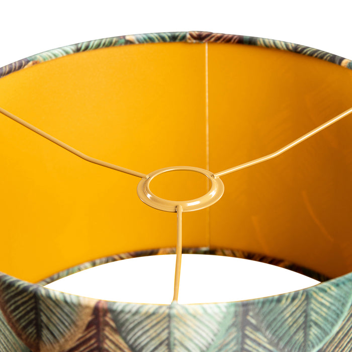 QAZQA Velours lampenkap blad dessin met gouden binnenkant 35|35|20