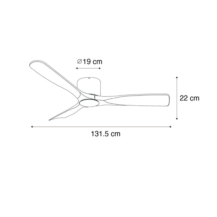 QAZQA Plafondventilator wit met hout 131.5cm incl. LED dimbaar met