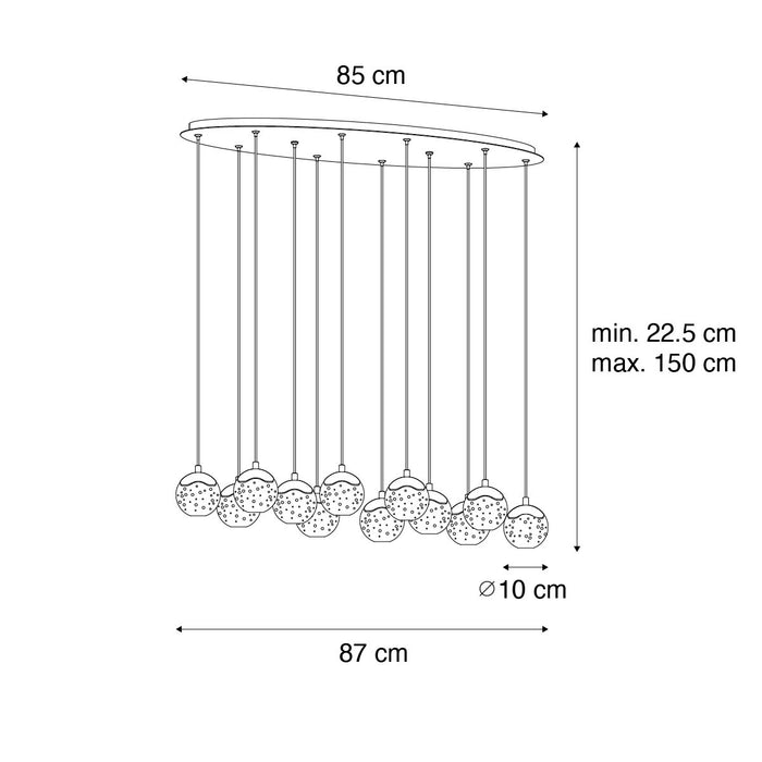 QAZQA Design hanglamp donker brons met helder glas 12-lichts - Inge