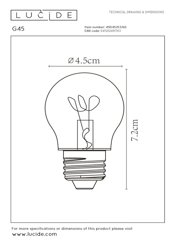 Lucide G45 Filament lamp - Transparant