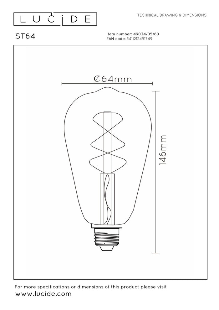 Lucide ST64 Filament lamp - Transparant