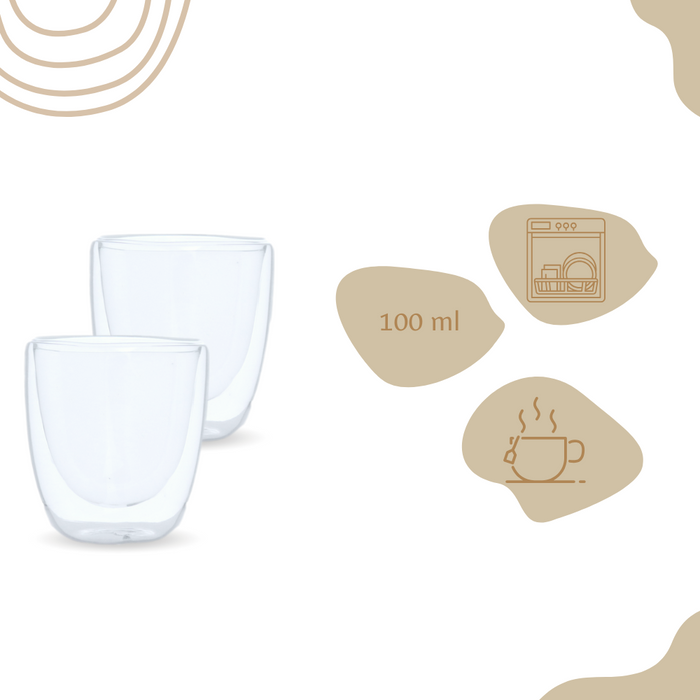 OTIX Espressokopjes Dubbelwandig Isolerend 100ml 6 Stuks Glas SPECTRUM