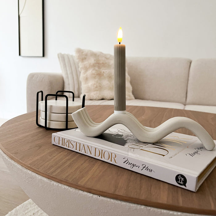 QUVIO Onderzetter set van 6 met houder - Marmer look - Wit