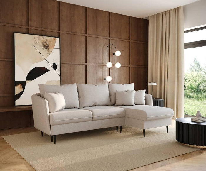 Selsey Design Sion hoekbank links|rechts chenille met slaapfunctie