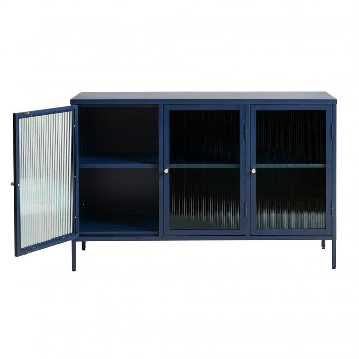 Nordic Home Olan glazen dressoir - 130 cm - blauw