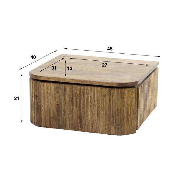 Hoyz - Nachtkastje Wave - Hangend 1Lade - Mangohout - Zandkleur