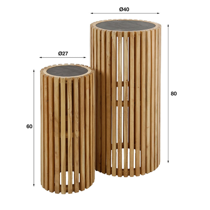 Fraaai Carson bloemenzuil set van 2 rond - leisteen