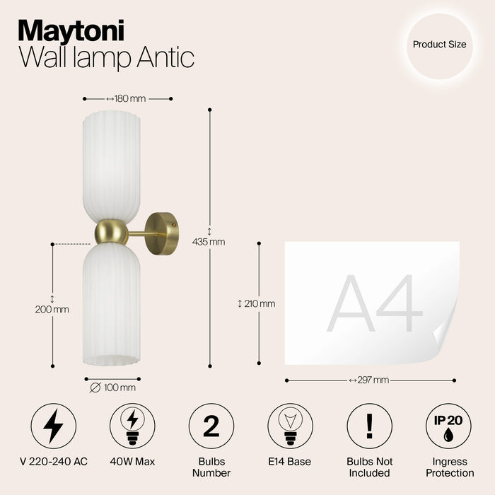 Maytoni - Wandlamp Antic - Goud - Ø10