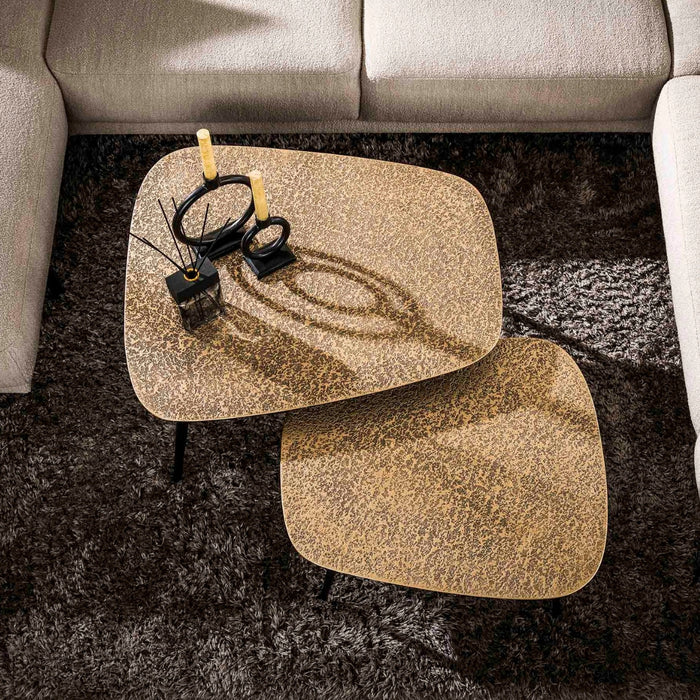 Fraaai Angela organische salontafels - set van 2 XXL metallic - antiek