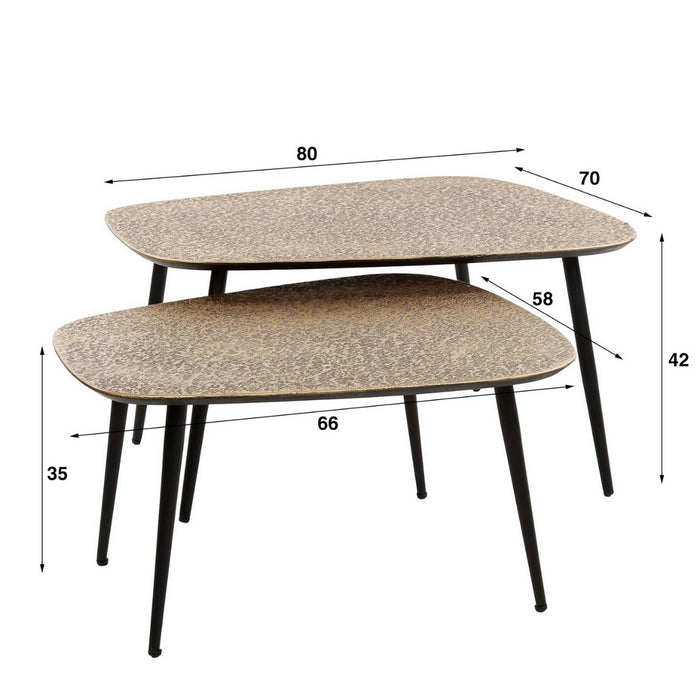 Fraaai Angela organische salontafels - set van 2 XXL metallic - antiek