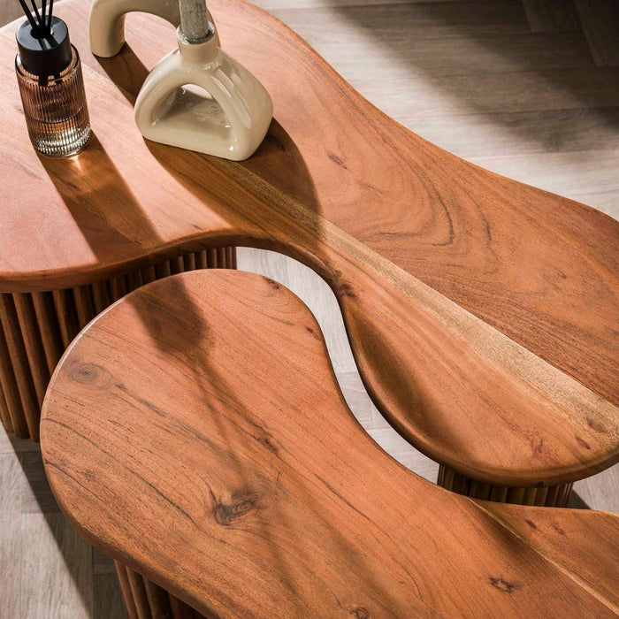 Fraaai Rio organische salontafel set van 2 - donkerbruin