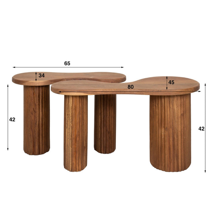 Fraaai - Rio organische salontafel set van 2 - donkerbruin