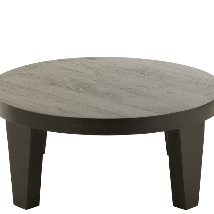 J-line - Salontafel Rond Mango Hout Matte Zwart - 80x80x34cm