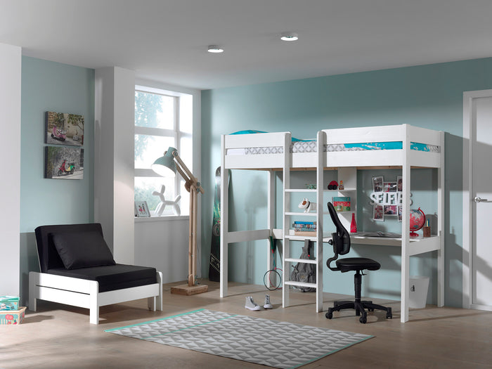 LUCEVI - Pino Hoogslaper + Bureau + Slaapfauteuil 90x200 cm - Wit