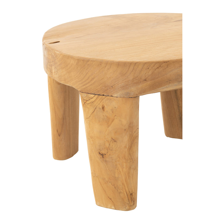 J-line - Set Van 2 Tafel Rond Teak Hout Naturel - 50x50x35cm
