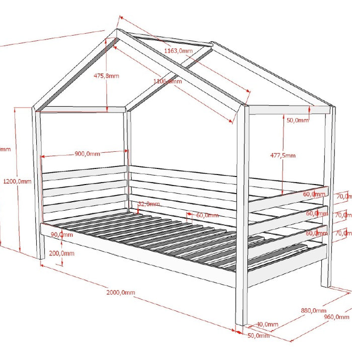 LUCEVI - Dallas Huisbed 90x200cm - Wit