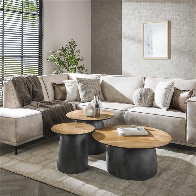 Hoyz Collection - Salontafel Infinite - Teakhout Fineer - Set van 3