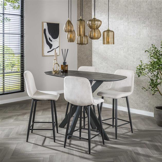 Hoyz Collection - Barstoel Rib - Rock Gebroken Wit - Set van 2