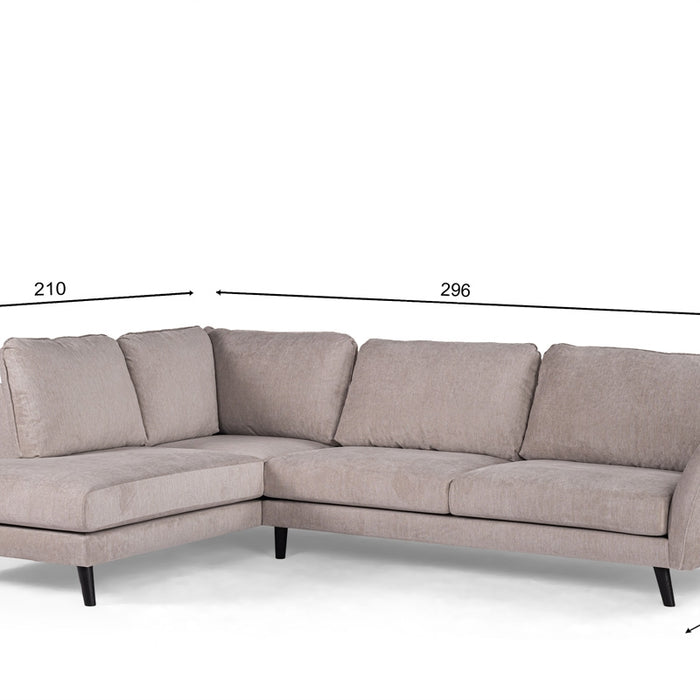 Giga Meubel - Hoekbank Stof - Beige|Zwart - 3-Zits Links - Orinoco