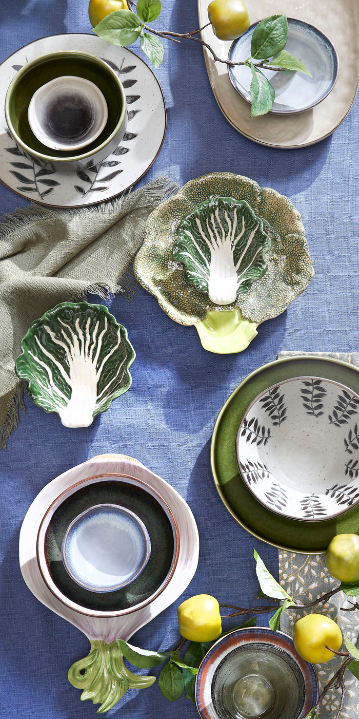 Mica Decorations Rhea Schaal - Set van 6 - Ø12,5 cm - Keramiek - Groen