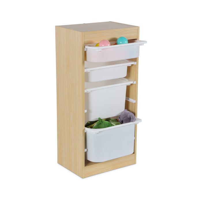 sweeek - Kinder opbergmeubel met 4 opbergbakken (Set van 2)