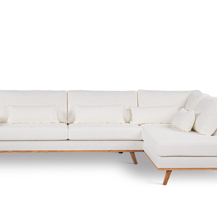 Giga Meubel - Hoekbank Stof - Naturel|Wit - 3-Zits Rechts - Abriamo