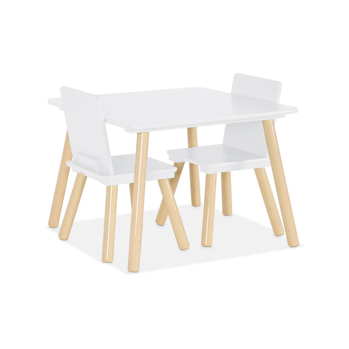 sweeek - Vierkante kindertafel grenenhout 2 stoelen