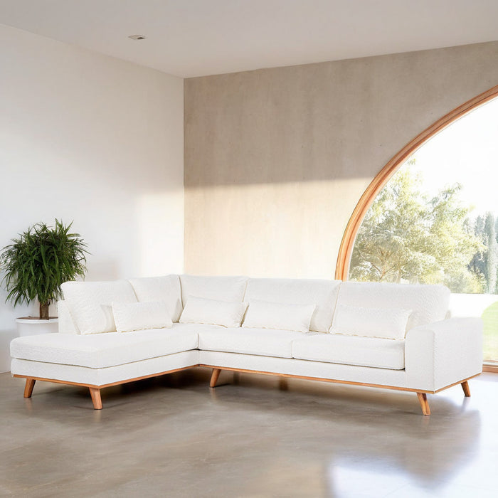 Giga Meubel - Hoekbank Stof - Naturel|Wit - 3-Zits Links - Abriamo