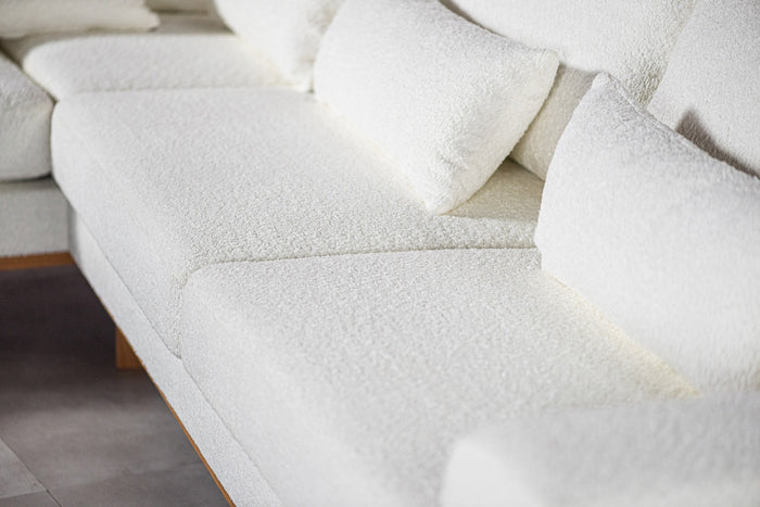 Giga Meubel - Hoekbank Stof - Naturel|Wit - 3-Zits Links - Abriamo