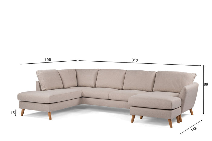 Giga Meubel - Chaise Longue Bank - Beige - Rechts 310cm - Inari