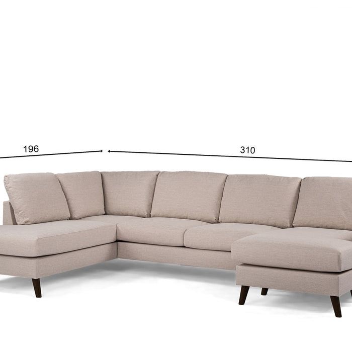 Giga Meubel - Chaise Longue Bank - Beige|Zwart - Links 310cm - Inari