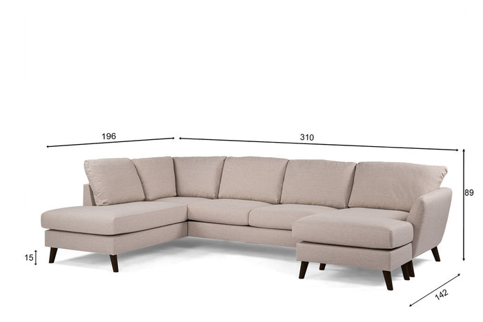 Giga Meubel - Chaise Longue Bank - Beige|Zwart - Rechts 310cm - Inari