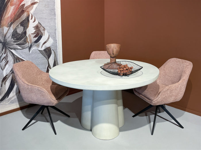 Livingfurn - Eettafel Rond Ø130cm - Zand Beton - 2-4 Personen - Sandy
