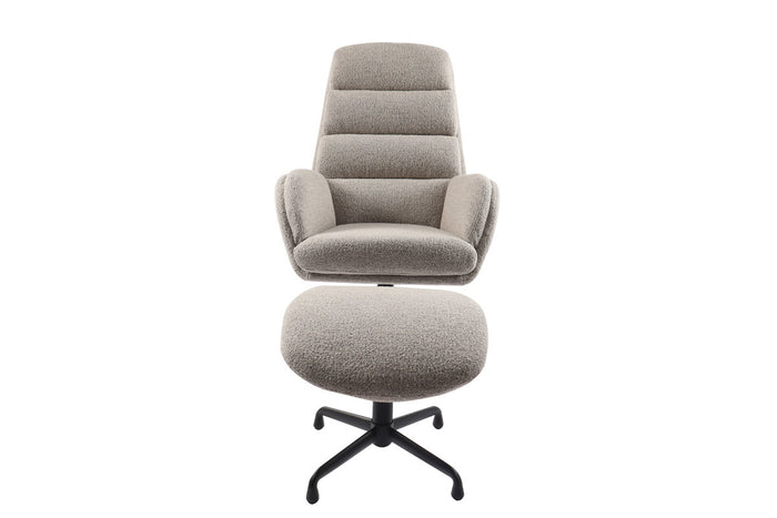 Hygge Interiors Sifton Taupe Bouclé Relaxfauteuil en Voetenbank Set