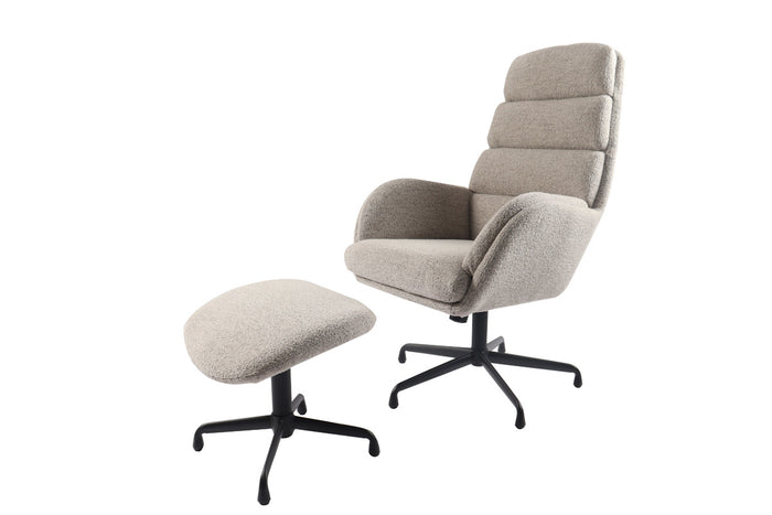 Hygge Interiors Sifton Taupe Bouclé Relaxfauteuil en Voetenbank Set