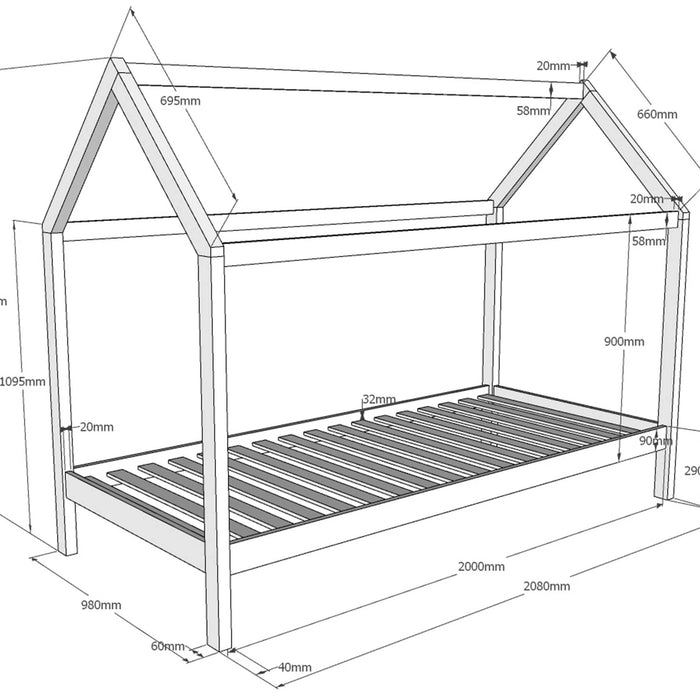 Vipack Dallas Huisbed 90 x 200 cm - Naturel